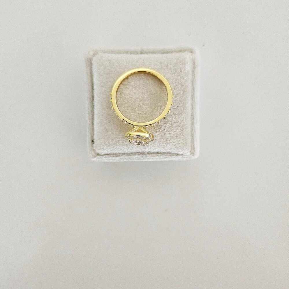 2 CT Elongated Cushion Cut Moissanite Ring - Sterling Silver Gold-Plated - Picture 5 of 5